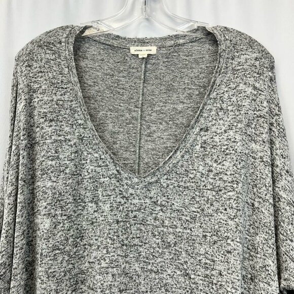 Silence + Noise Womens Pullover Sweater V-Neck Gray Heathered Long Sleeve S - Picture 4 of 10